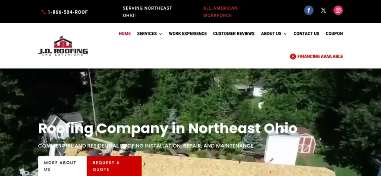 Screenshot JD Roofing and Exteriors