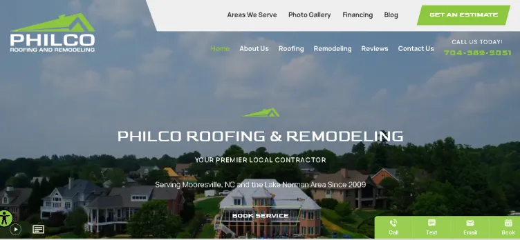 Screenshot Philco Roofing and Remodeling