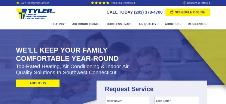 Screenshot Tyler Heating, Air Conditioning, Refrigeration