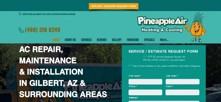 Screenshot Pineapple Air Heating and Cooling