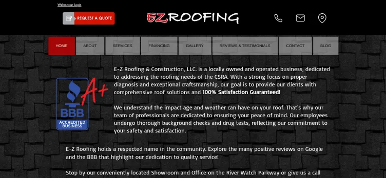 Screenshot E-Z Roofing & Construction