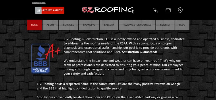 Screenshot E-Z Roofing & Construction