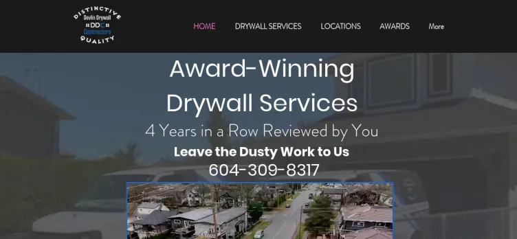 Screenshot Devlin Drywall Contractors