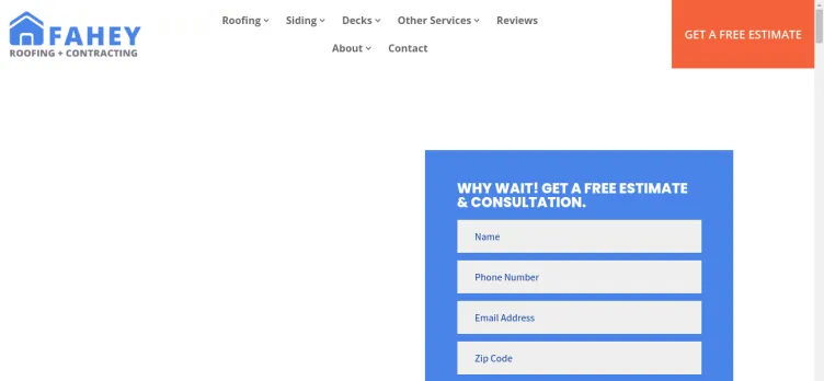 Screenshot Fahey Roofing + Contracting