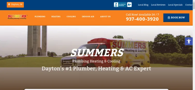 Screenshot Summers Plumbing Heating & Cooling of Dayton