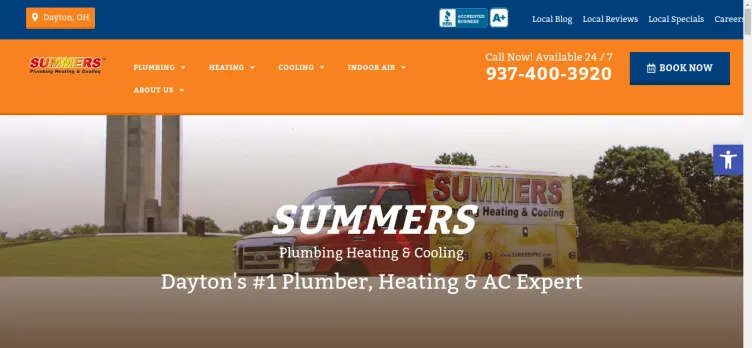 Screenshot Summers Plumbing Heating & Cooling of Dayton