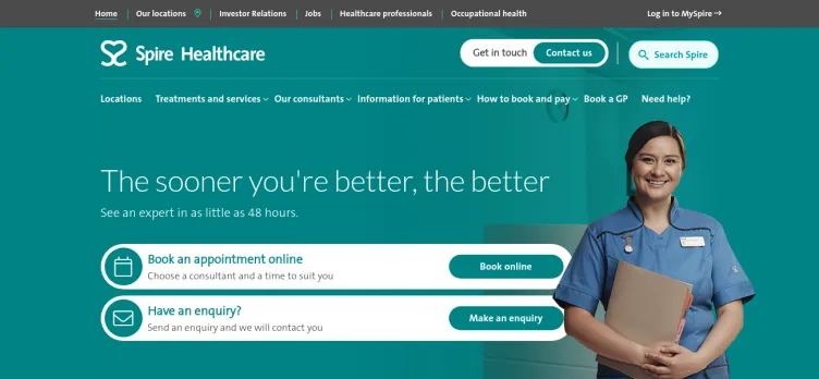 Screenshot Spire Healthcare