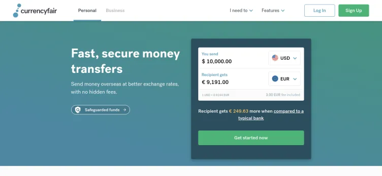 Screenshot CurrencyFair