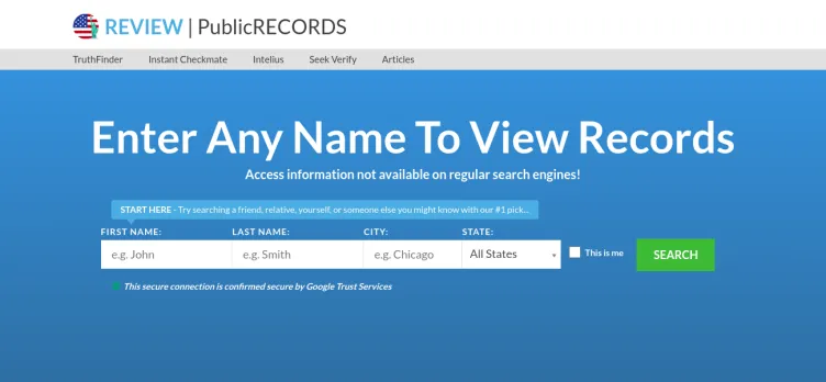Screenshot ReviewPublicRecords.com
