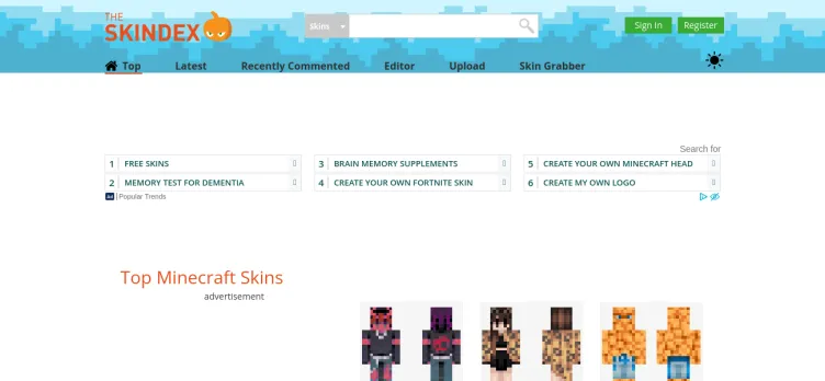 Screenshot Minecraft Skins - The Skindex