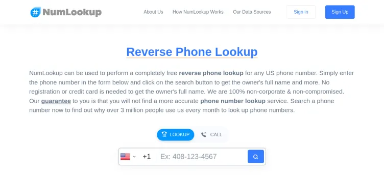 Screenshot NumLookup