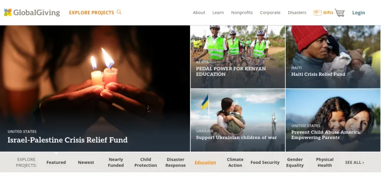 Screenshot GlobalGiving