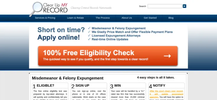 Screenshot ClearUpMyRecord.com
