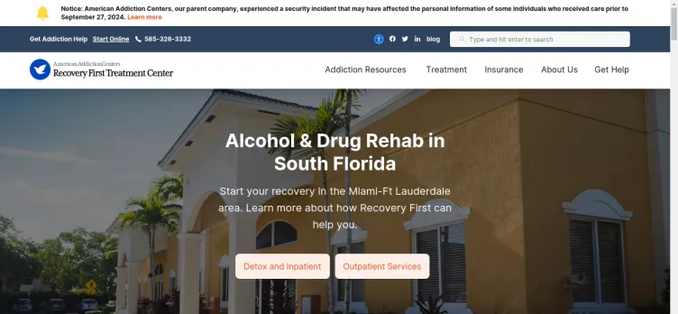 Screenshot Recovery First Treatment Center