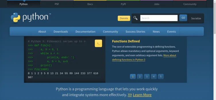 Screenshot Python Software Foundation