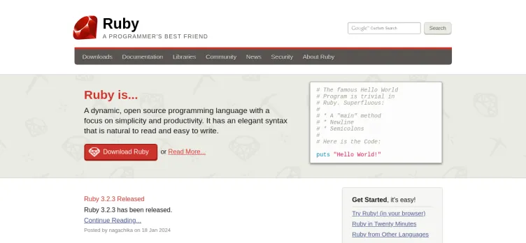 Screenshot Ruby Programming Language