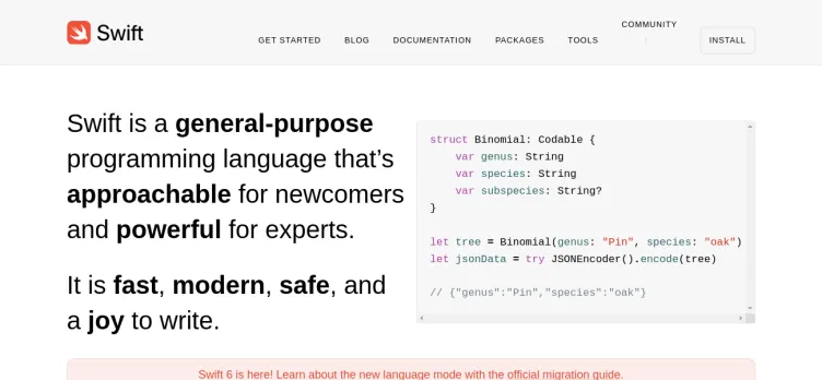 Screenshot Swift.org
