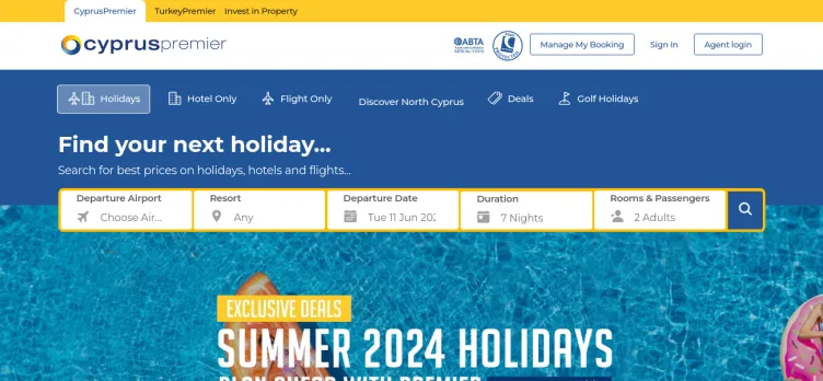 Screenshot Cyprus Premier Holidays