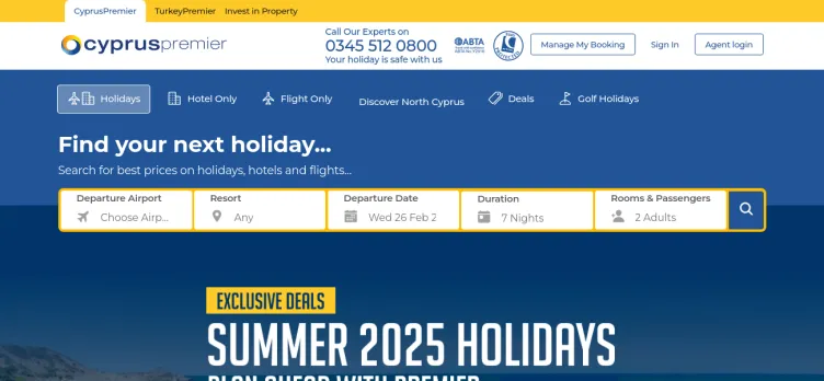 Screenshot Cyprus Premier Holidays