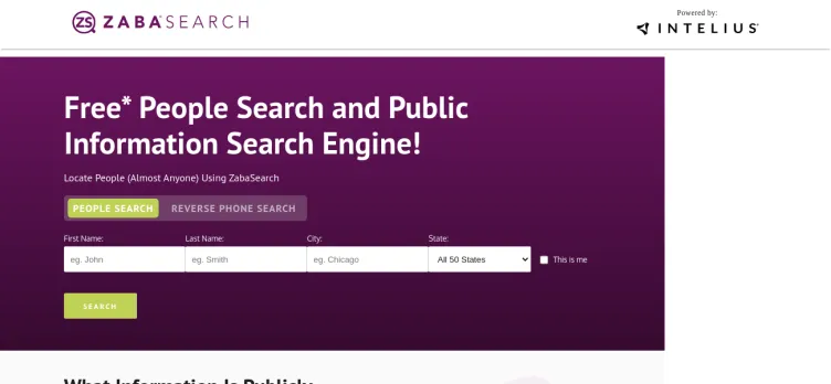 Screenshot ZabaSearch