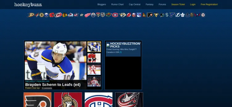 Screenshot HockeyBuzz.com