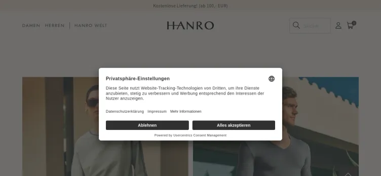 Screenshot Hanro.com