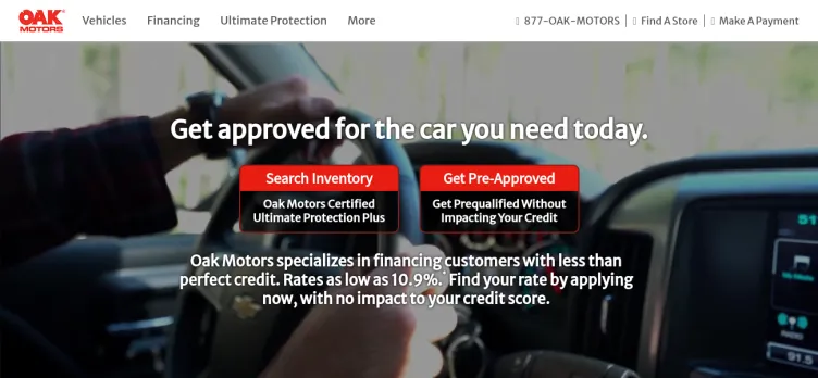 Screenshot OakMotors.com