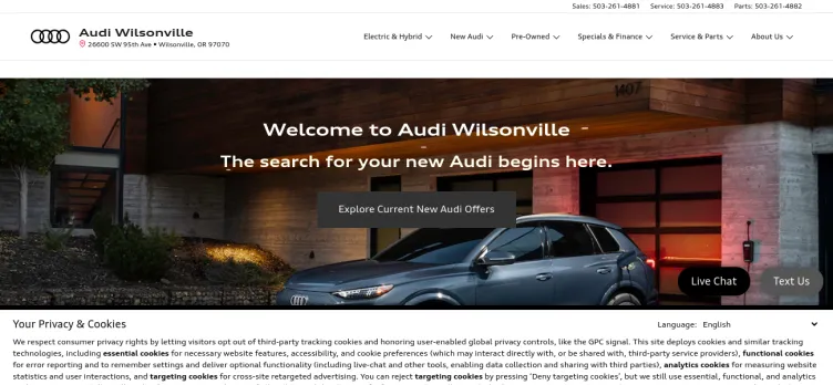 Screenshot Audi Wilsonville