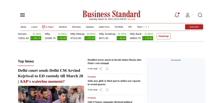 Screenshot Business Standard