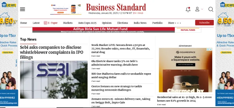 Screenshot Business Standard