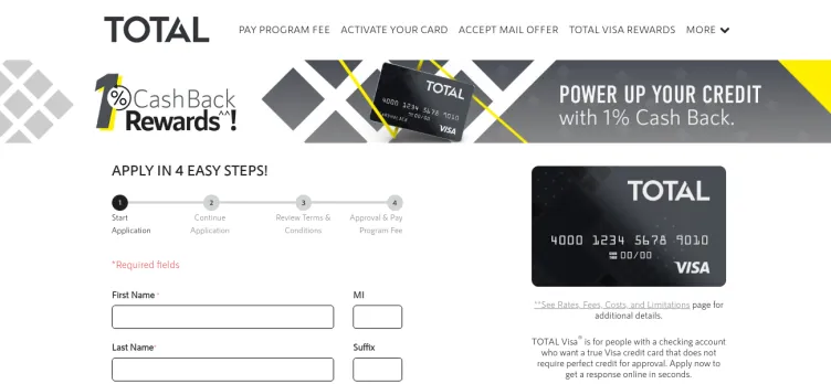 Screenshot Total Card Visa