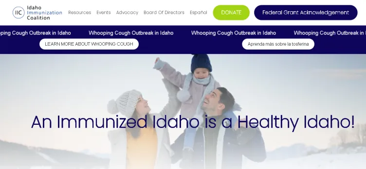 Screenshot Idaho Immunization Coalition