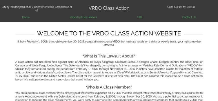 Screenshot VrdoClassAction.com