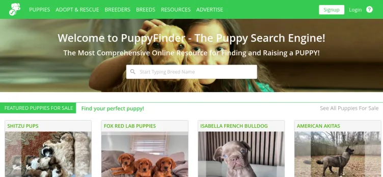 Screenshot PuppyFinder.com