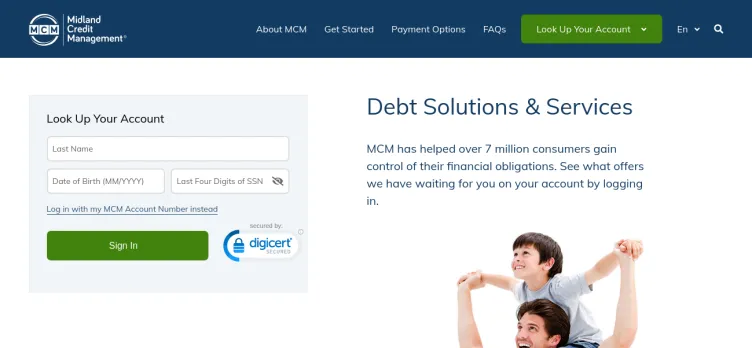 Screenshot MidlandCredit.com