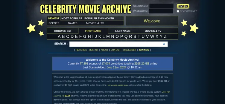Screenshot Celebrity Movie Archive