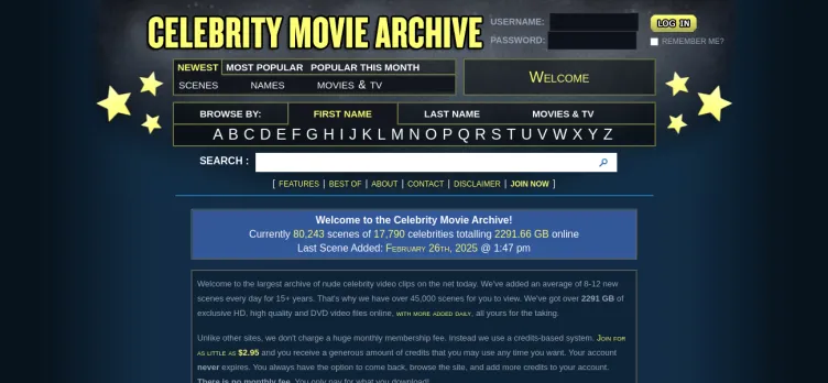 Screenshot Celebrity Movie Archive