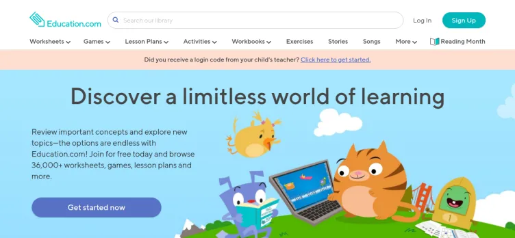 Screenshot Education.com