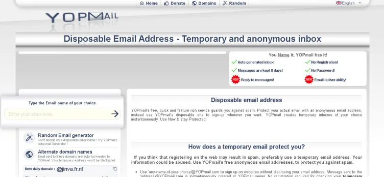 Screenshot YOPmail