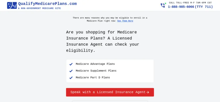 Screenshot QualifyMedicarePlans.com