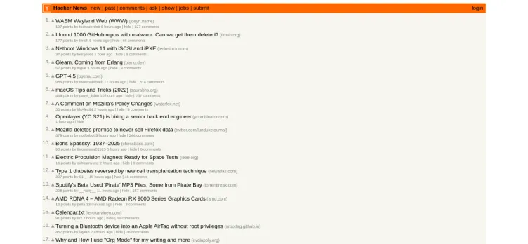 Screenshot YCombinator.com