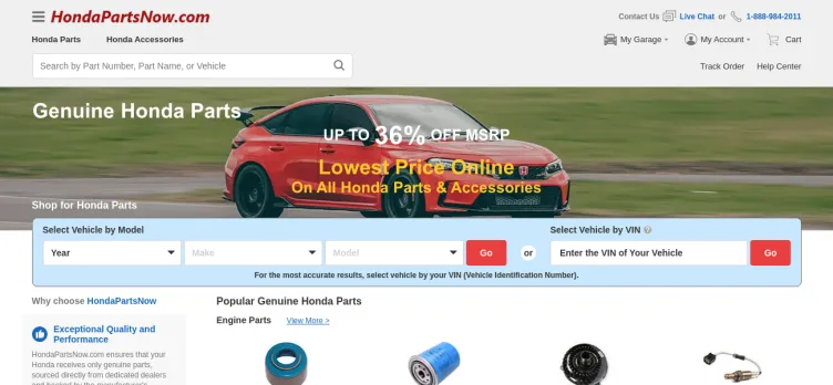 Screenshot HondaPartsNow.com