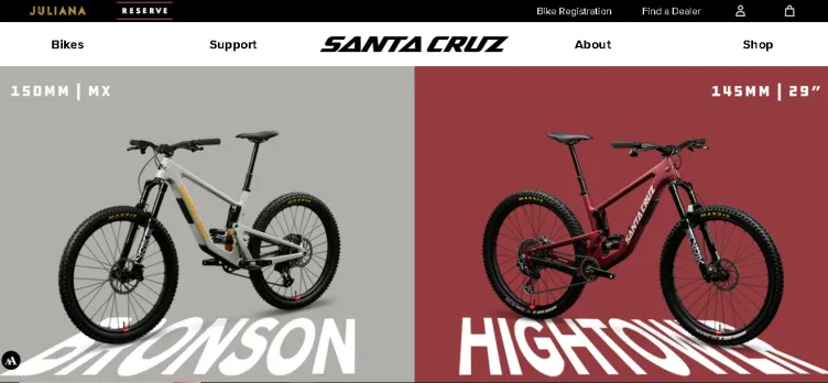 Screenshot Santa Cruz Bicycles