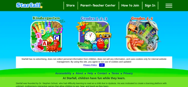 Screenshot Starfall.com