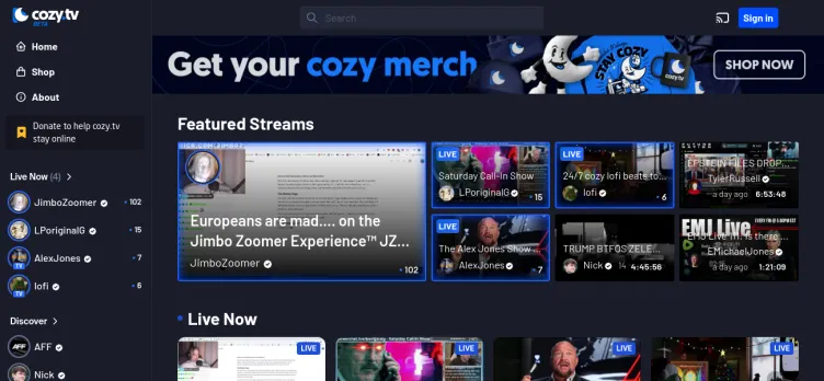 Screenshot Cozy.tv