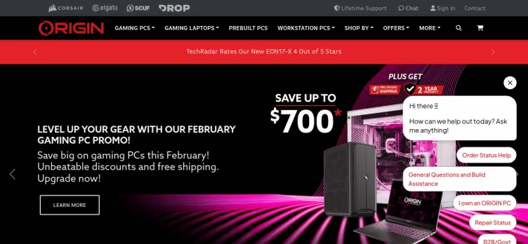 Screenshot OriginPC.com