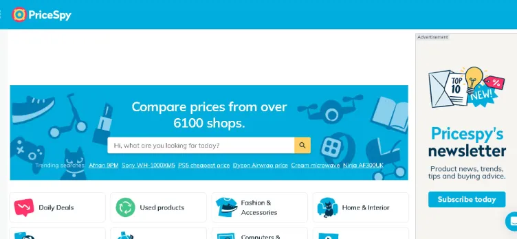 Screenshot PriceSpy UK