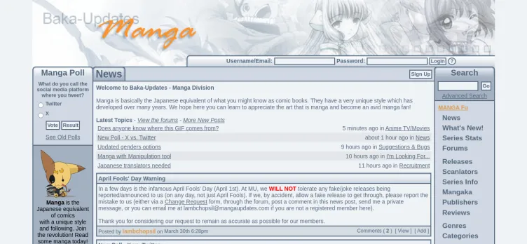 Screenshot MangaUpdates.com