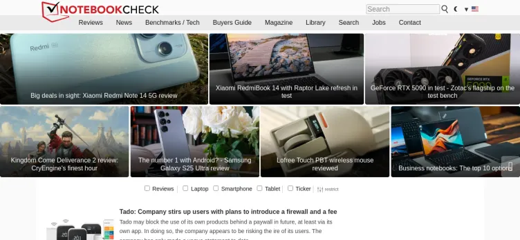 Screenshot NotebookCheck.net
