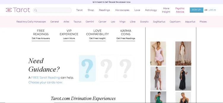 Screenshot Tarot.com
